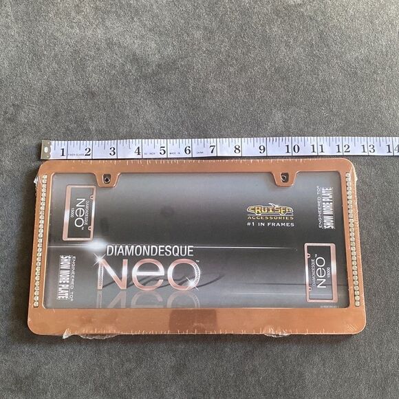 Neo Diamondesque Rose Gold License Plate Frame - Picture 5 of 7